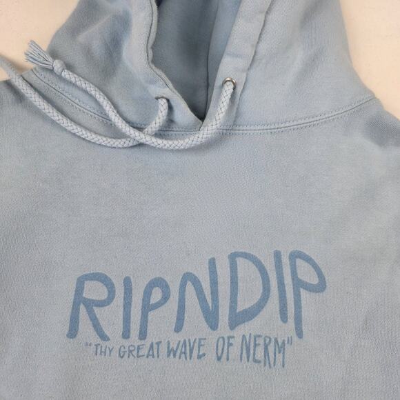 RipNDip Hoodie Small Blue Surf Beach Wave Nerm Cat Graphic Pullover Sweatshirt - Picture 6 of 12